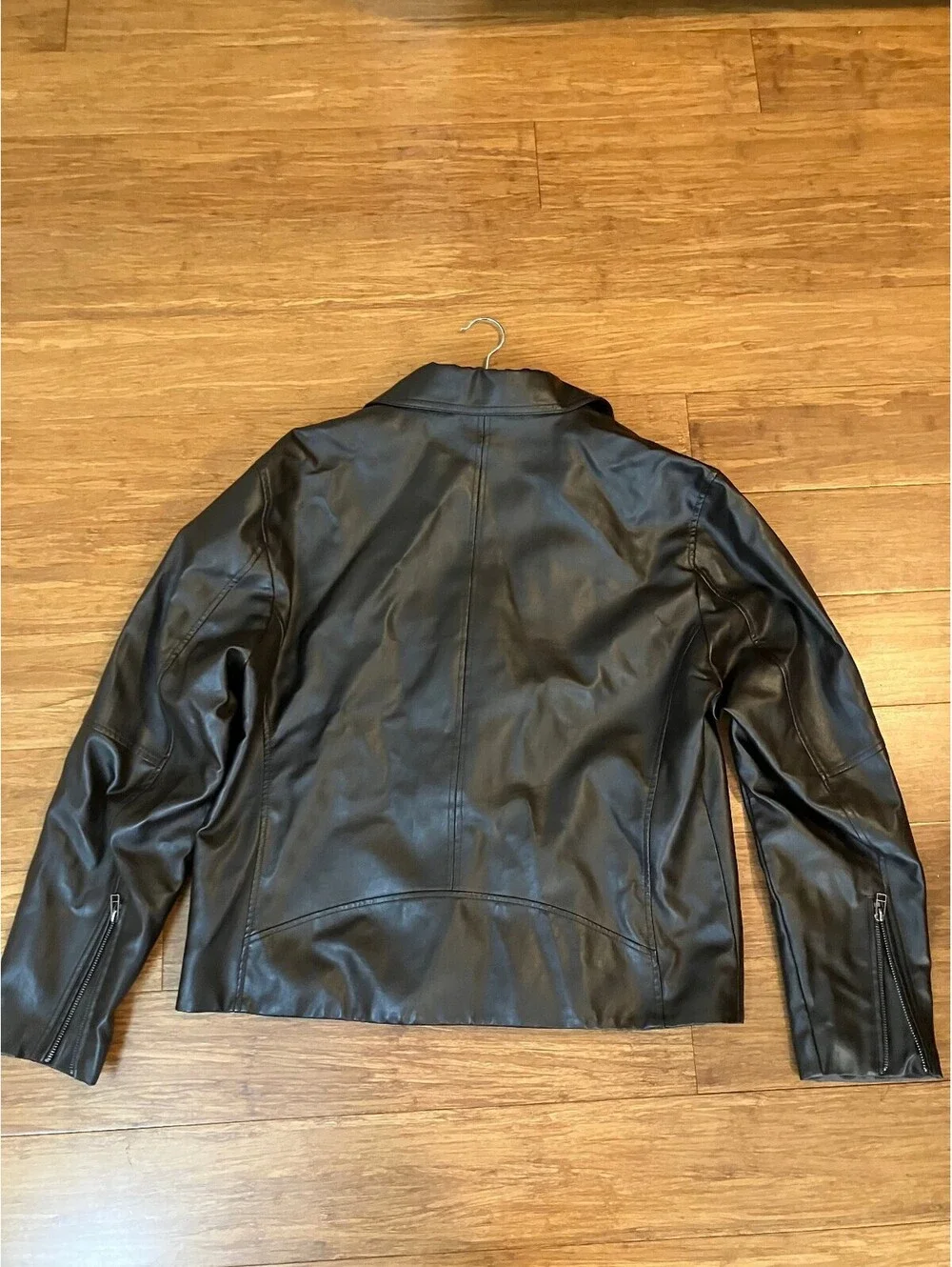 J.Ferrar Mens XL Black Faux Moto Jacket Asymmetric Zip Biker Jacket